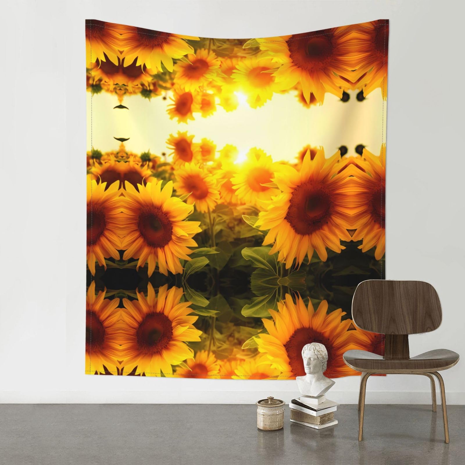 HJFCZH Sunflower Prints Wall Tapestry 60x51in – Boho Decor Throw for Bedroom, Dorm, Beach Cover & Picnic Blanket