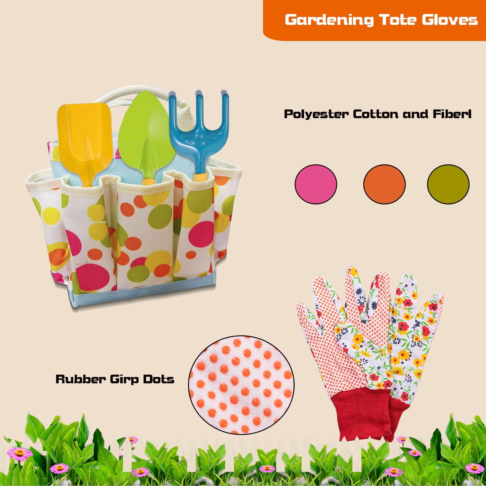 Juego de jardinería para niños, herramientas de jardinería para niños con regadera, pala, rastrillo, guantes, delantal impermeable y bolsa de almacenamiento, herramienta de jardín para niños 3