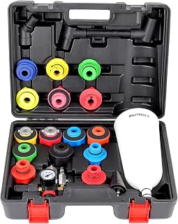 BILITOOLS 20-Piece Oil Funnel Kit for Engine Oil Change, 2.2 QT Automotive Funnel Set with 15 Adapters & Air Filter Regulator, One-Hand Operation, Compatible with GM, VW, Ford, BMW, Audi and More