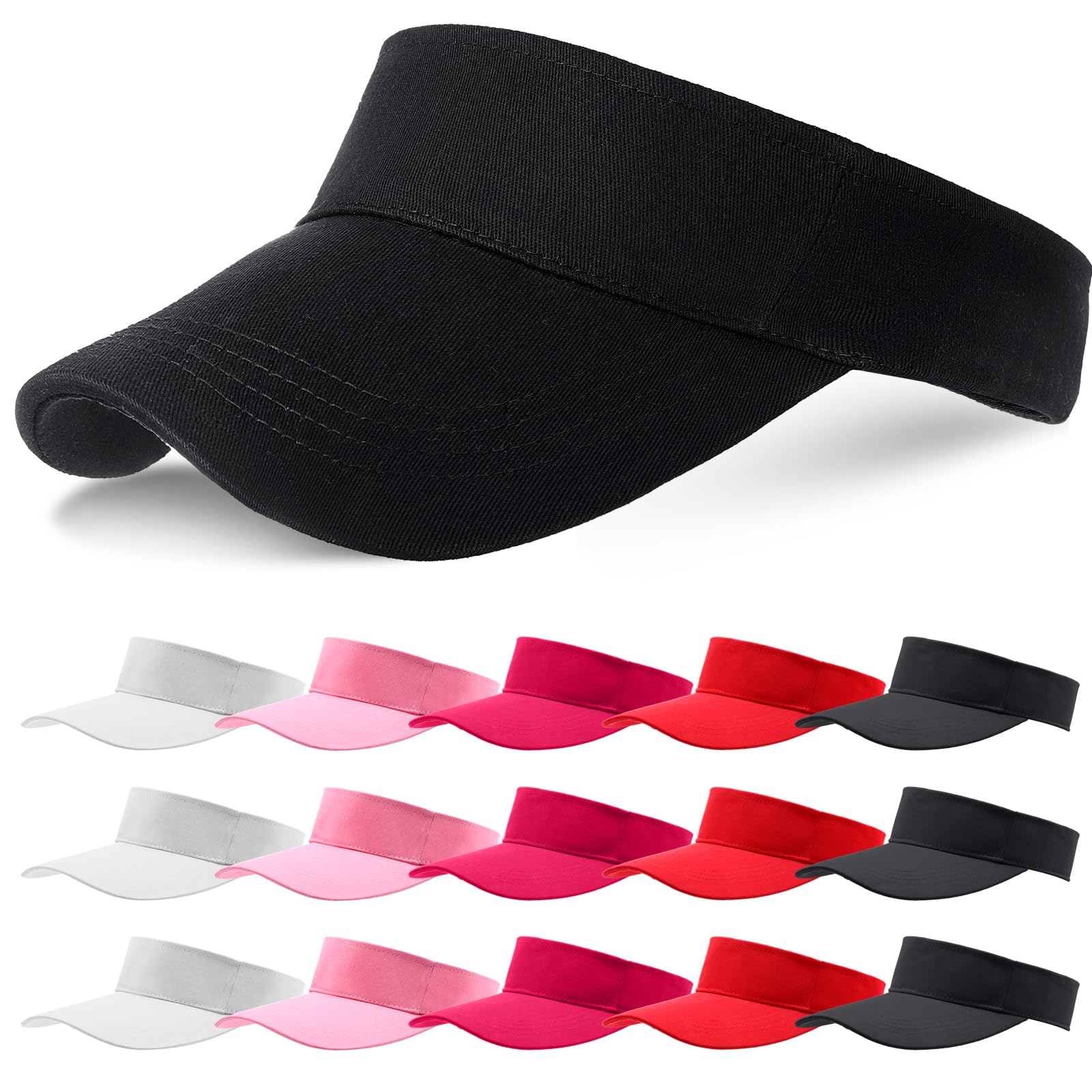 Syhood 15 Pieces Sun Visor Hats Sport Wear Athletic Sun Visor Caps Adjustable Sun Protection for Women Men