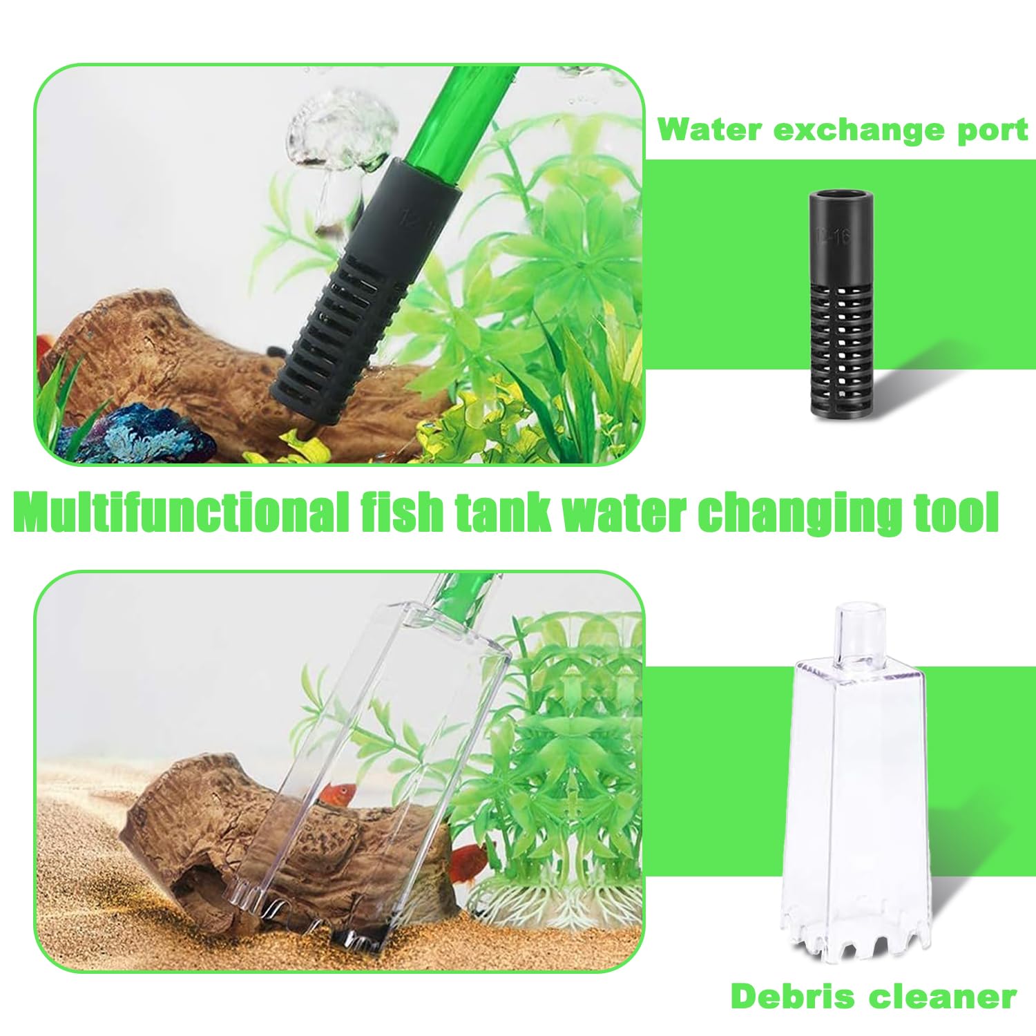 Cambiador de Agua para Acuarios, Limpiador de Acuario Cambio de Agua, Sifon Acuario limpiafondos, Sifonador Acuario para Cambio de Agua, Limpiafondos Sifonador Acuario para Cambios de