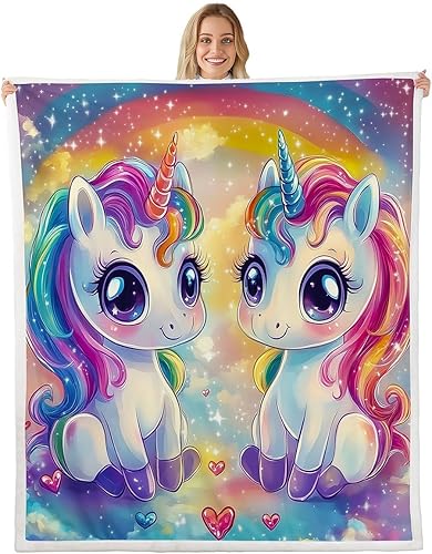 Miniatura 20 de Rainbow Stars Cloud Bed Blanket,Cartoon Unicorn Flannel Blanket for Room Decor,Pink Purple Romantic Fleece Blanket for Kids Adults Sofa Dorm Pink