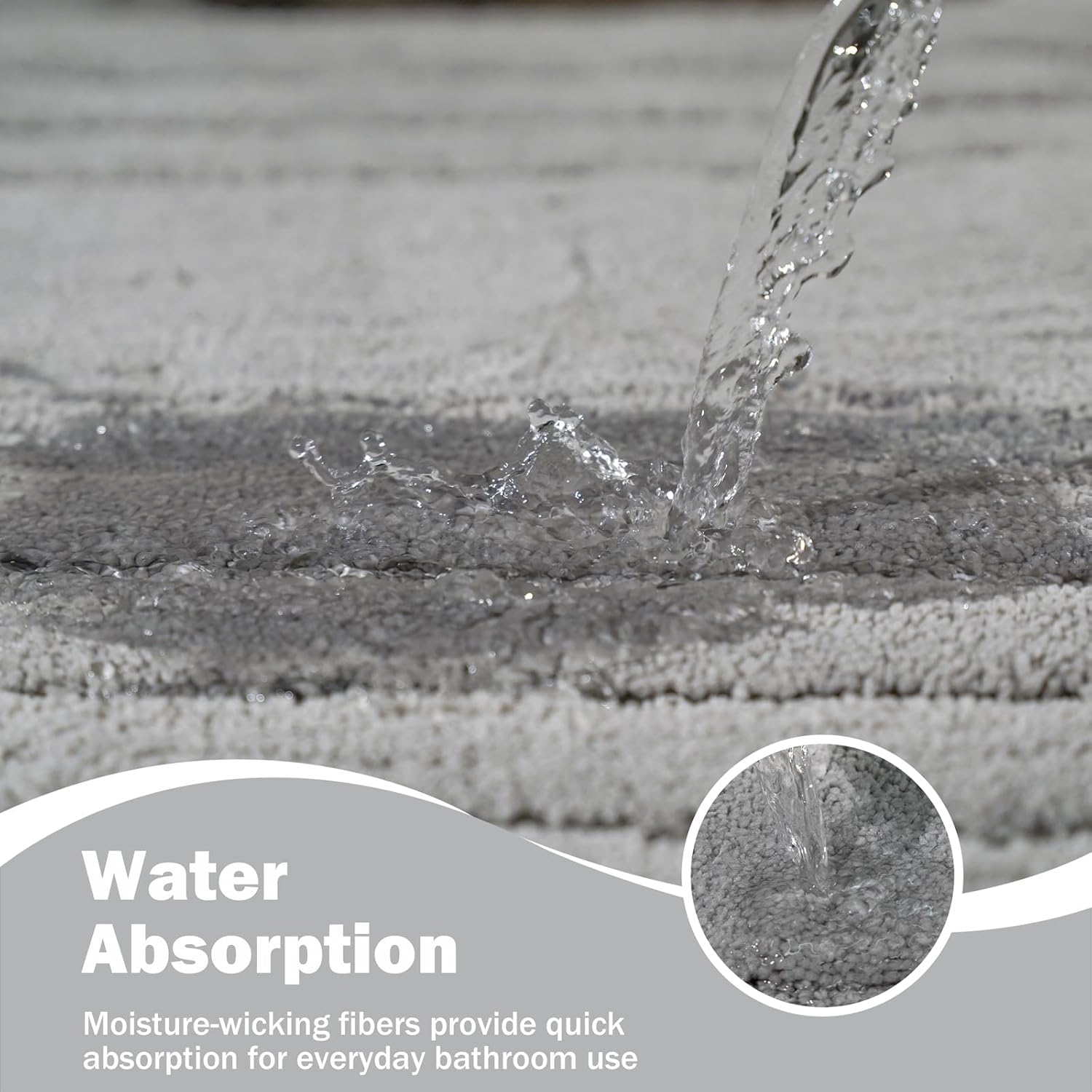 Bathroom Runner Rugs 24 x 60, Extra Long Bath Rug Non-Slip, Machine Washable Large Bath Mats for Tub and Shower, Gray - Image 4