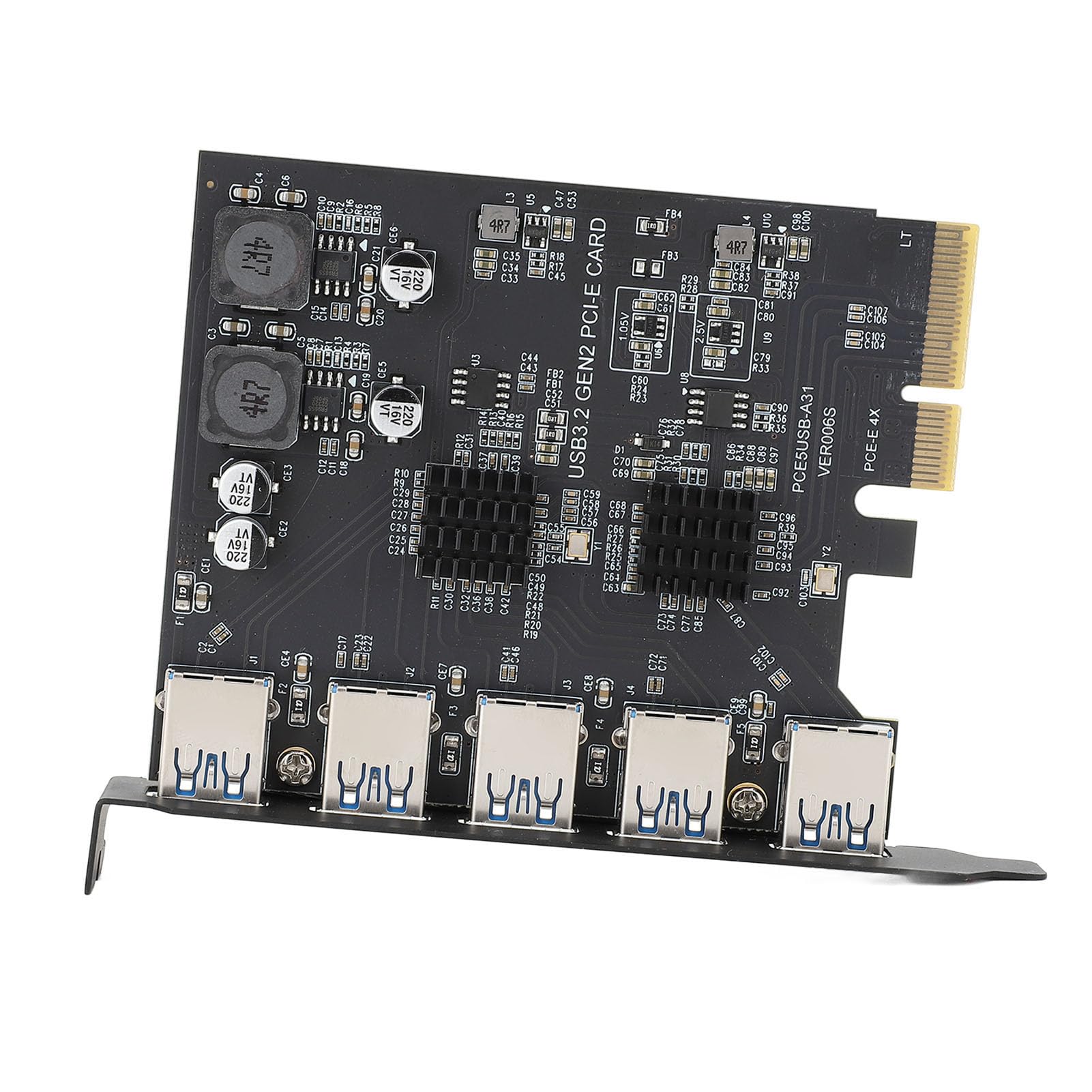 Garsent Scheda di Espansione USB 3.2 Gen 2 Scheda Adattatore PCIe 4X A 5 Porte 10 Gbps Tipo A per 7 10 11, Chip ASM3142, Trasferimento Dati Veloce