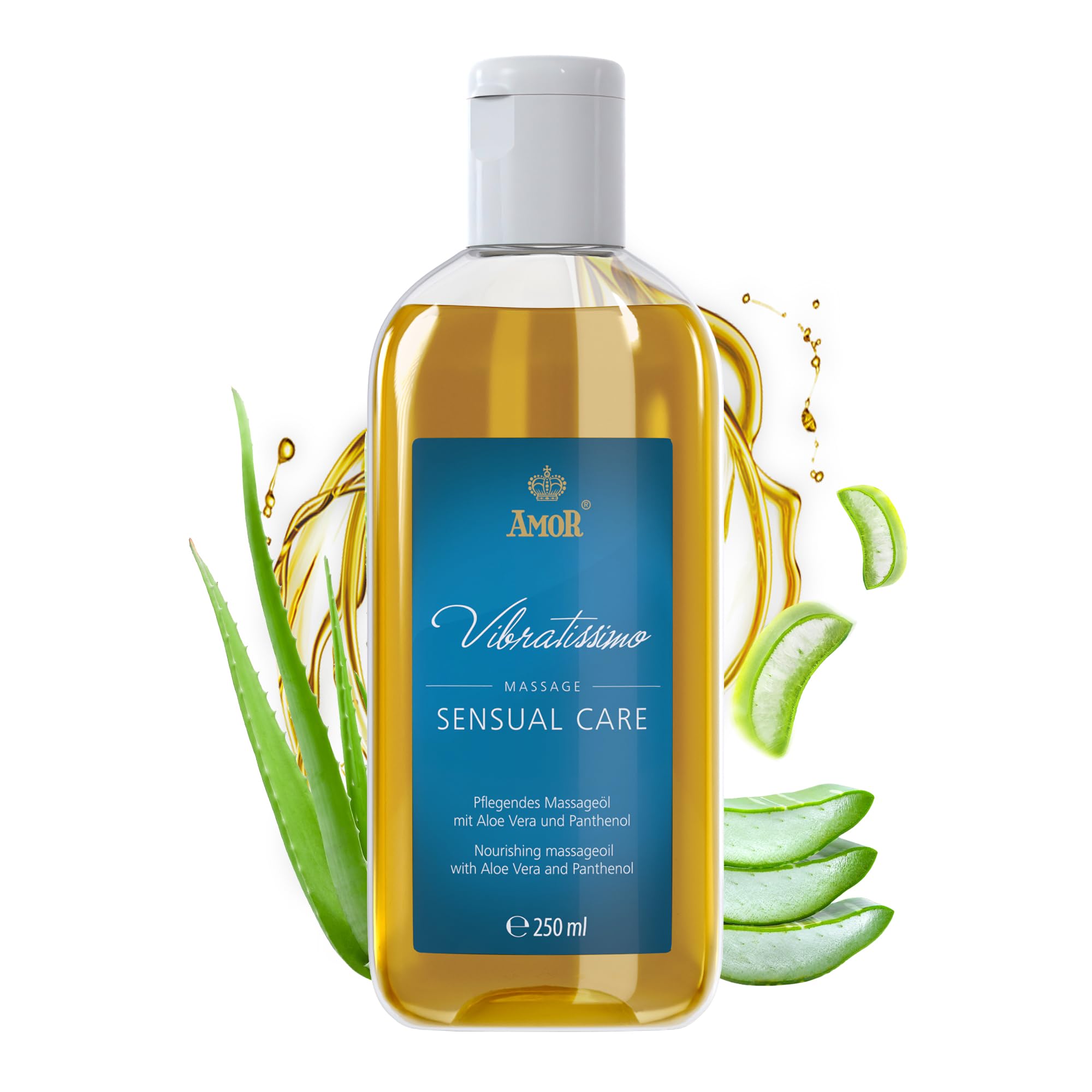 Vibratissimo Sensual Care 250 ml Massageöl - Pflegend mit Aloe Vera - Beruhigend, Feuchtigkeitsspendend, HautPflege & Gleitöl