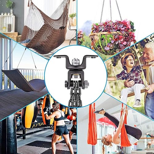 Miniatura 7 de BeneLabel Heavy Bag Ceiling Mount with Spring & Chains 360 Rotation Punching Bag Ceiling Hanger with Bearings Boxing Bags Holder Hardware with 2
