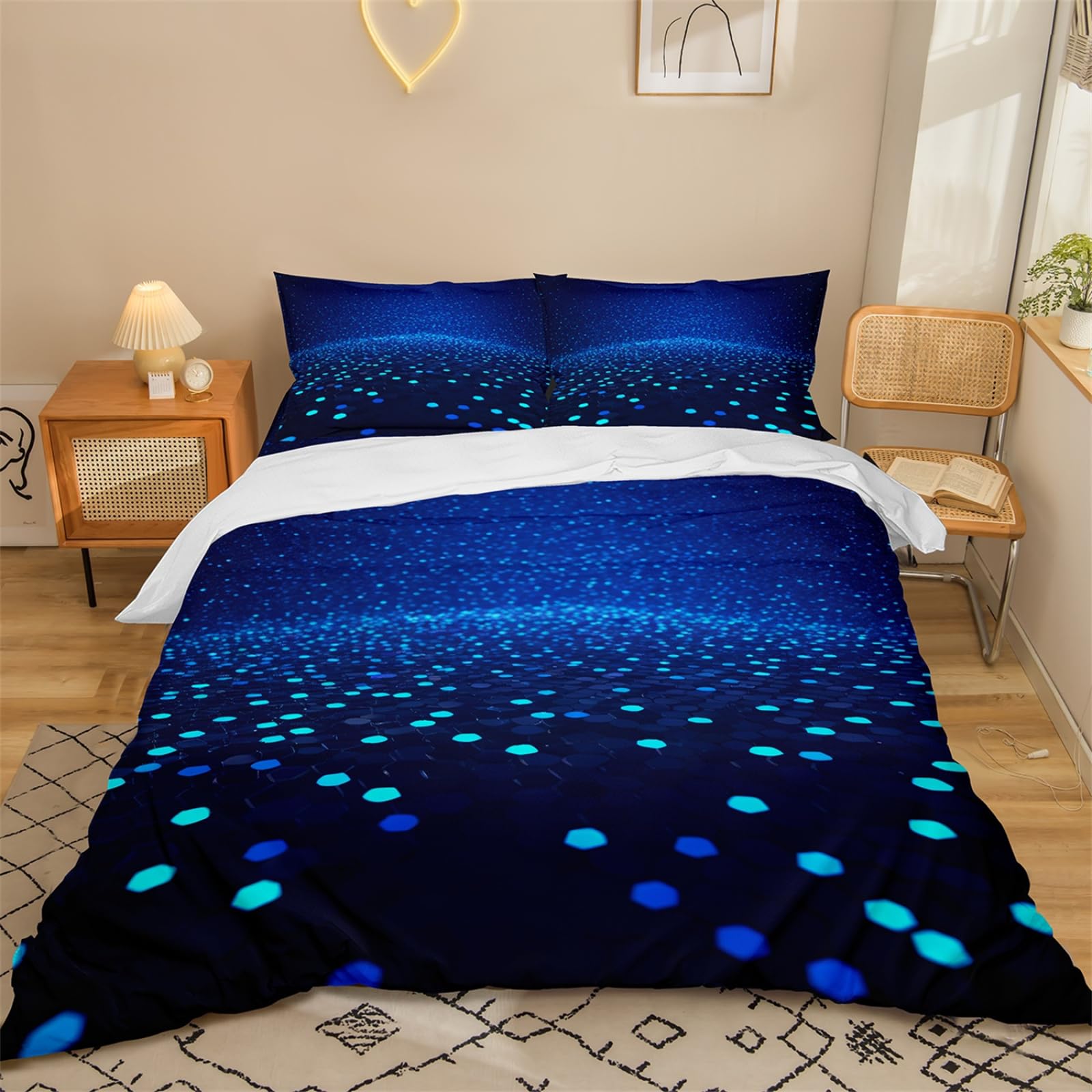 Dwetcxo King Size Duvet Cover Sets Blue Graffiti Kingsize Duvet Cover Sets Microfiber Breathable King Size Bedding Soft Bedding with Zipper Closure+2 Pillowcases 50x75cm 220x240cm