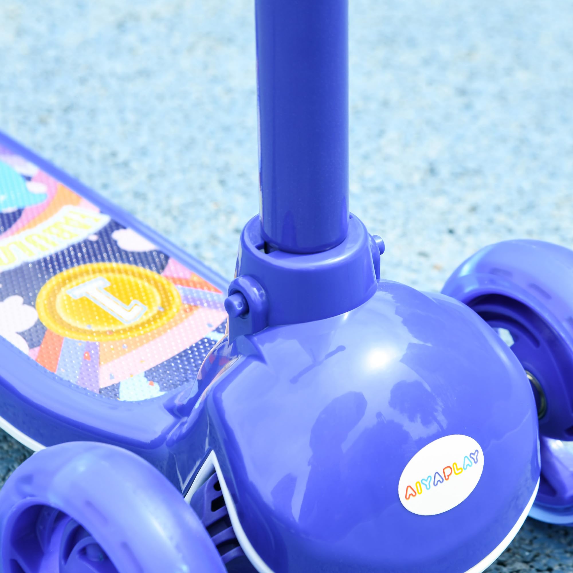 AIYAPLAY Trottinette pour Enfant - Trottinette 3 Roues Lumineuses LED - Hauteur Guidon en TPE réglable - Frein à Friction arrière - Acier PP pour Enfants de 2 à 6 Ans