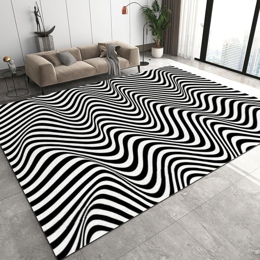 Tapis maternelle rayures géométriques doux lavable tapis de salon