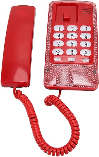 Retro Wall Telephone, ABS Material Relay, Old Style Mute Button, Hotel Dustproof Retro Wall Telephone (Red)