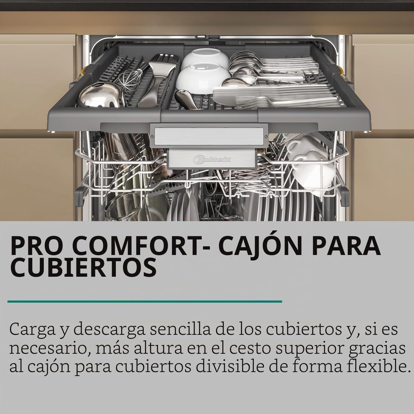 Bauknecht B7F HS51 X Lavavajillas independientes, 60 cm/15 cubiertos, Pulverizador de alta presión PowerClean Pro, apertura automática Natural Dry, mejor secado, MaxiSpace más espacio interior
