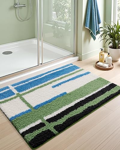 Miniatura 8 de DEXI Alfombras de baño antideslizantes, de microfibra lavable de 16 x 24 pulgadas, de secado rápido, absorbentes, ultra suaves, para ducha, suelo,
