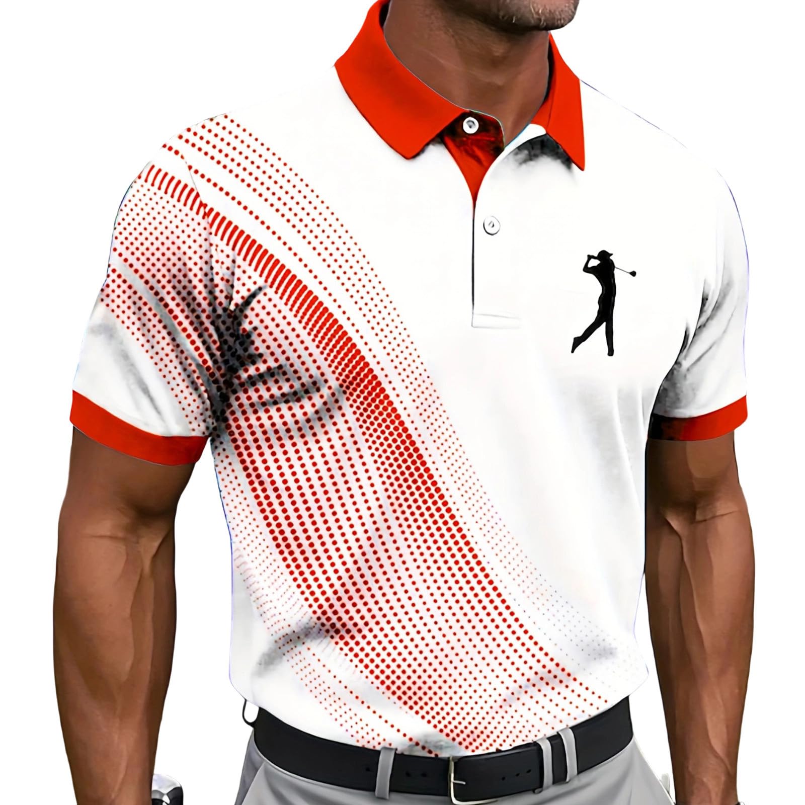 Men's Golf Polo Shirt T-Shirt Gradient Plaid Party Casual Short Sleeve Shirts Quick Dry Moisture Wicking Athletic Shirt — view 30