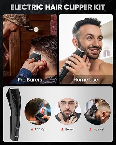 Miniatura 5 de Cortapelos para hombres, inalámbrica, recargable, recortadora de barba, pantalla LED, para hombres, mujeres, niños, corte de pelo para el hogar, con