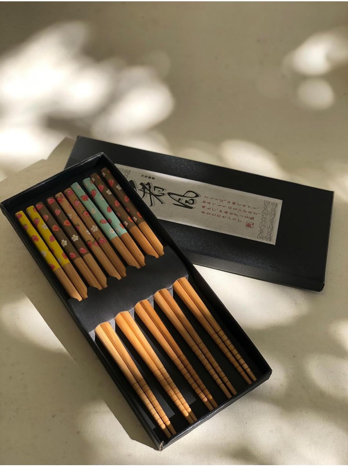 Chopsticks Japanese Bamboo Strawberry Design Yellow 1 Pair Wood Utensils for Sushi Noodles Rice Asian Cuisine - Yellow