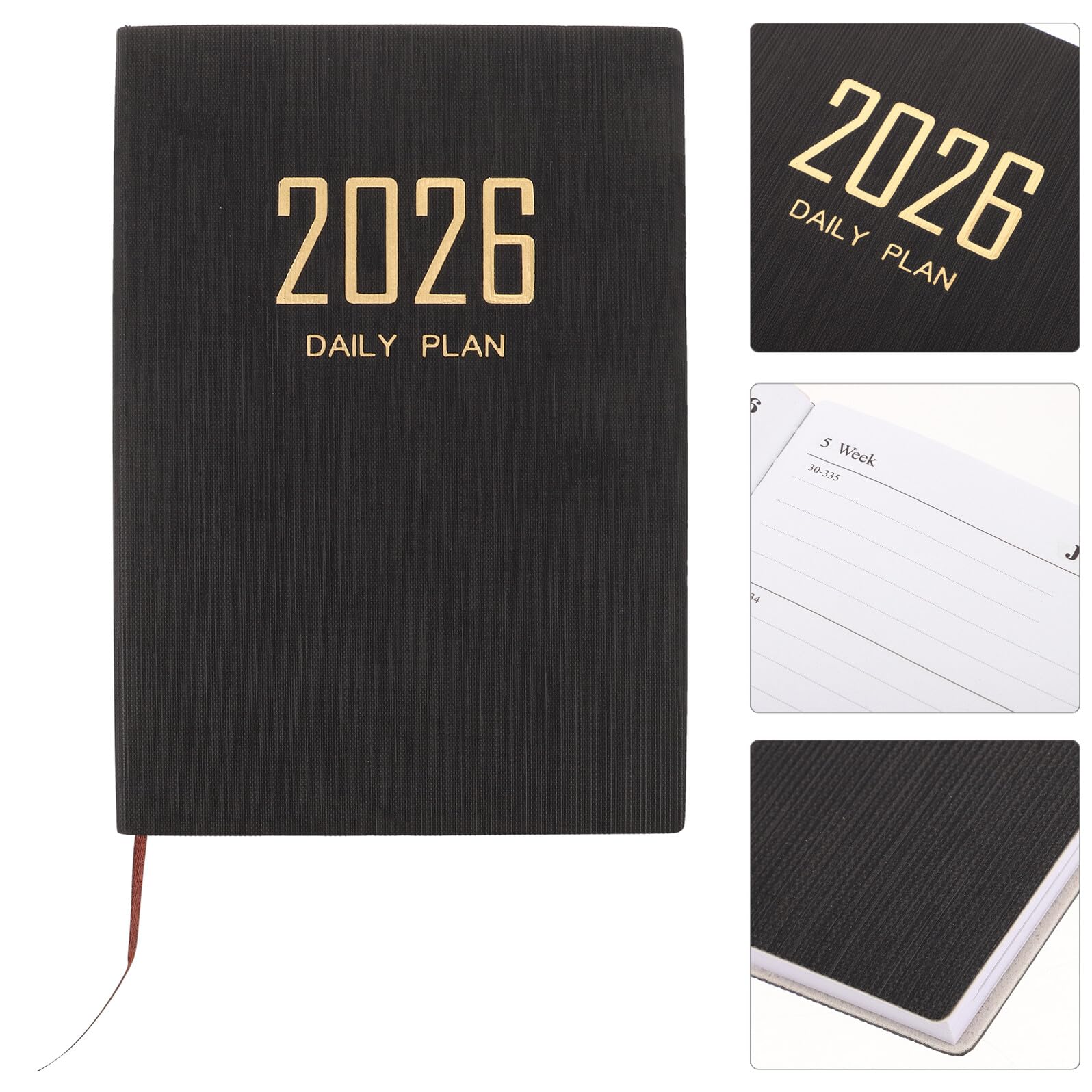 4 Piezas Planificador Semanal con Cubierta de PU Elegante Cuaderno Diario y Semanal Minimalista Portátil para Gestión de Personal y Profesional