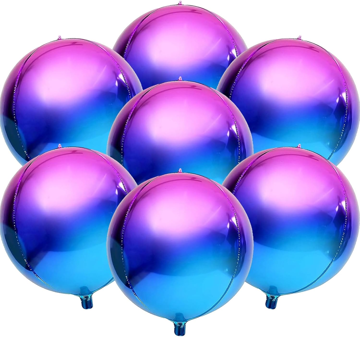 7 Pack Purple Galaxy Balloons, 22 Inch Large 4D Round Ombre Balloons Party Decorations, Metallic Purple and Blue Mylar Foil Balloons for Galaxy Birthday Party Decorations
