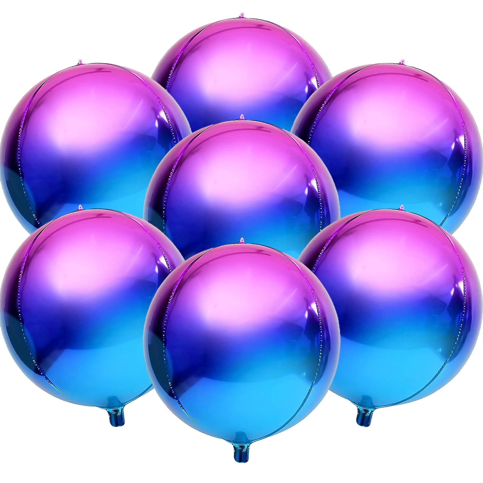 7 Pack Purple Galaxy Balloons, 22 Inch Large 4D Round Ombre Balloons Party Decorations, Metallic Purple and Blue Mylar Foil Balloons for Galaxy