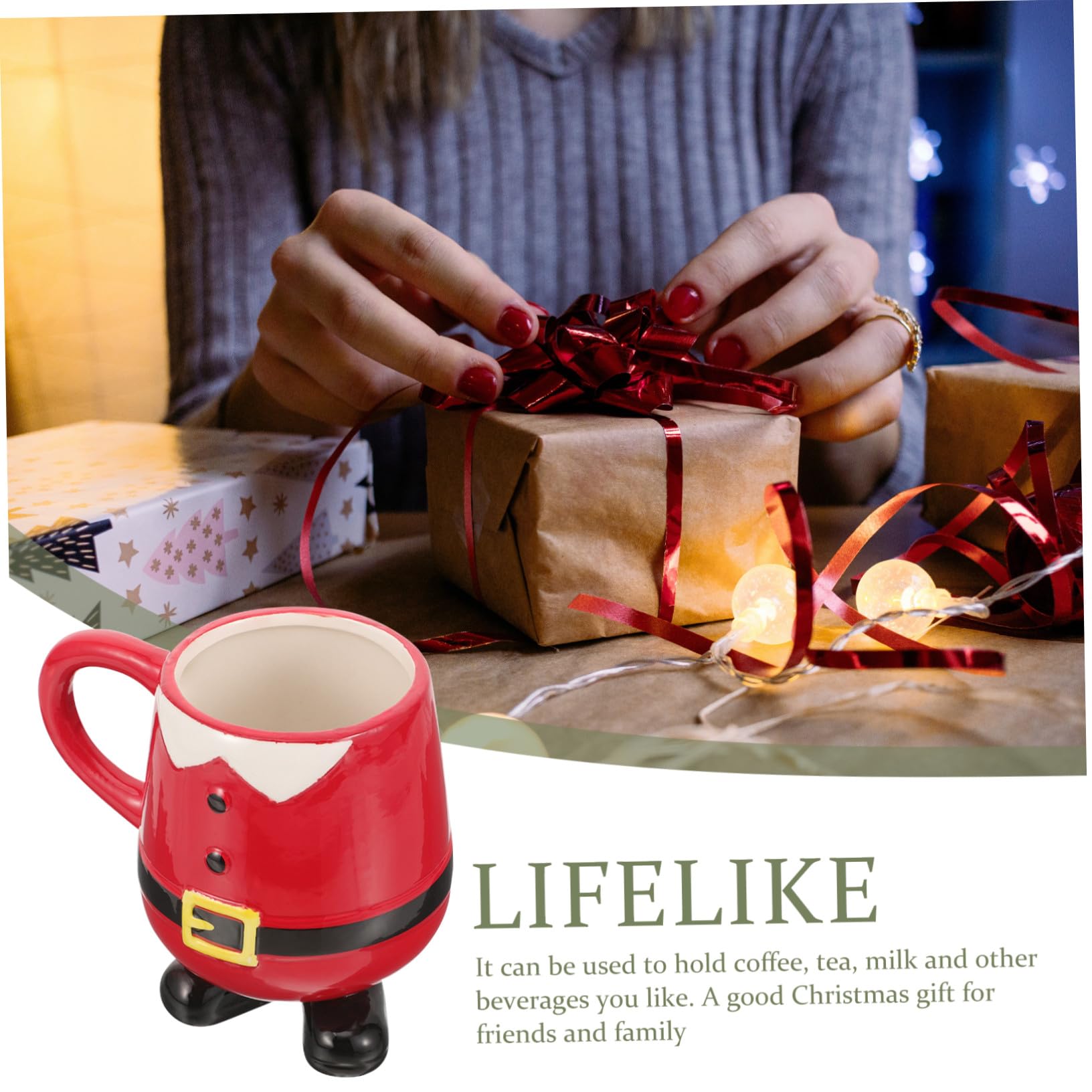 Taza de Navideña con Diseño de Muñeco Papá Noel Asa Ergonómica Resistente al Calor para Café y Bebidas Oficina y Hogar