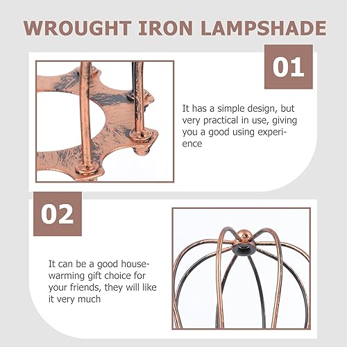 Miniatura 8 de YARDWE Pantalla de alambre vintage de repuesto industrial para lámpara colgante, jaula de alambre de metal, pantalla de pomelo, marrón