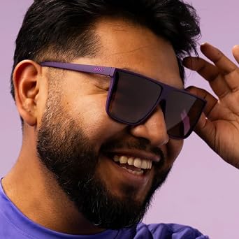 goodr Keeping a High Profile Polarized Sunglasses for Men & Women, Large Sized (FLG), Dark Purple Solid Frame with Purple Lens