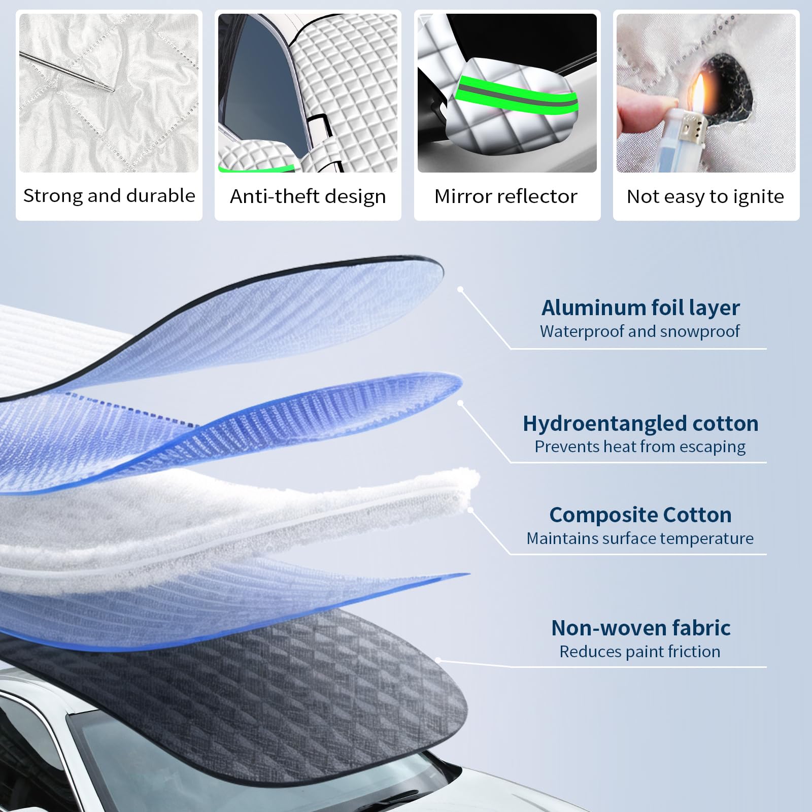 Coperture Invernali per Parabrezza per Ghiaccio e Neve e Inverno Essenziali, Copertura Magnetica Anti-Neve per Auto, Accessori Esterni per Auto, Pala da Neve per Auto, Asciugamano e Guanti.