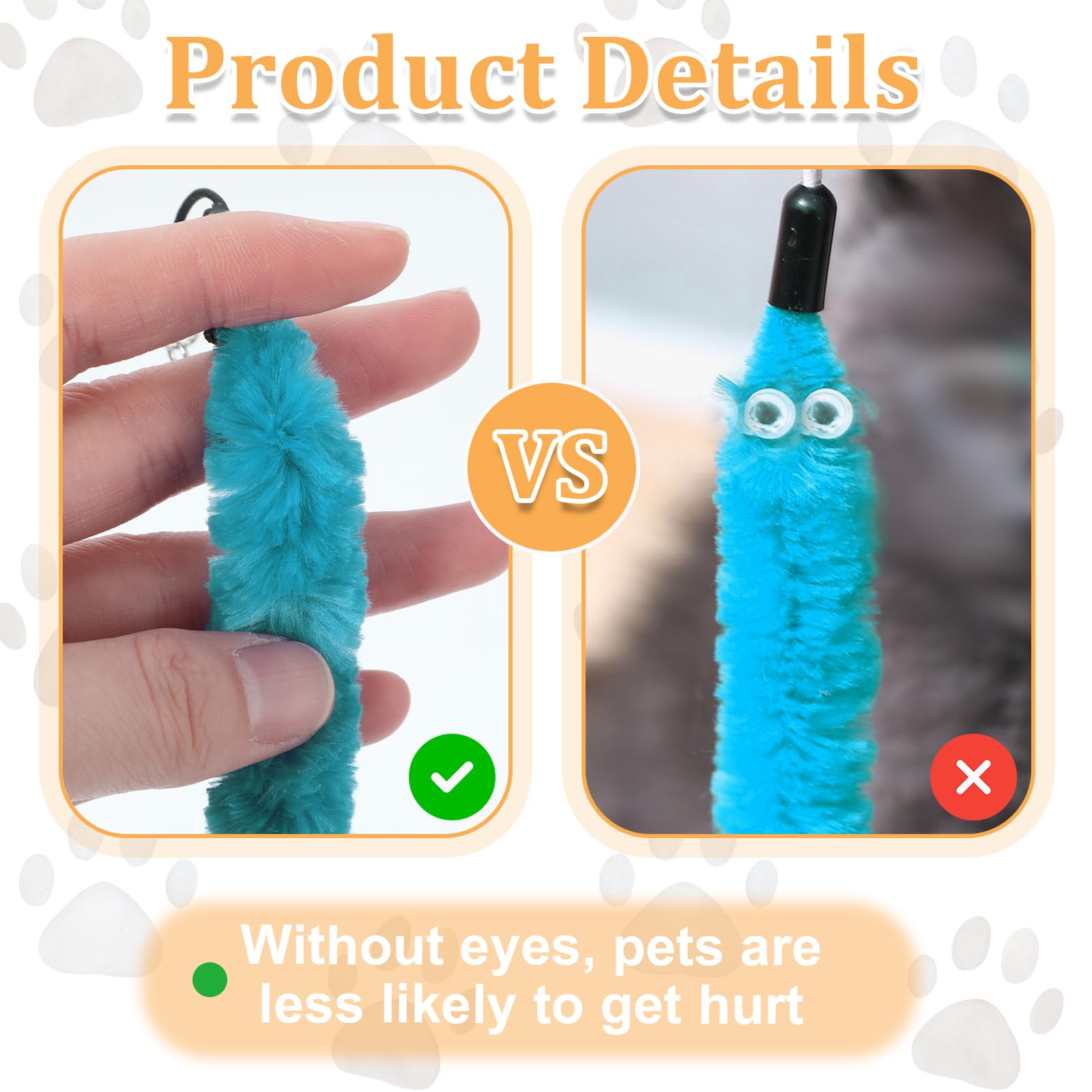 InnoHHustle 12 Pcs Cat Worms Refill, Cat Toys Wand Replacement, Cats Feather Toy Replacements Cats Wand Toy Accessories - Image 3