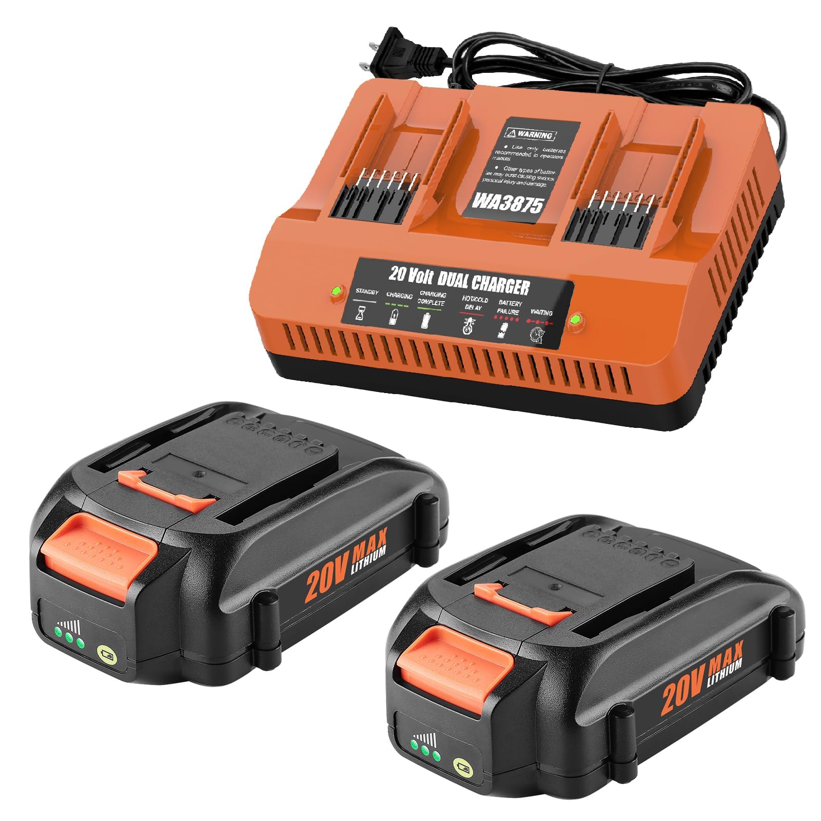 Powilling 20V Lithium Battery for Worx 20V Battery and Charger Kit, Compatible with All Worx Batteries WA3520 WA3525 WA3575 WG151s WG251s WG540s WG545s WG890 WG89