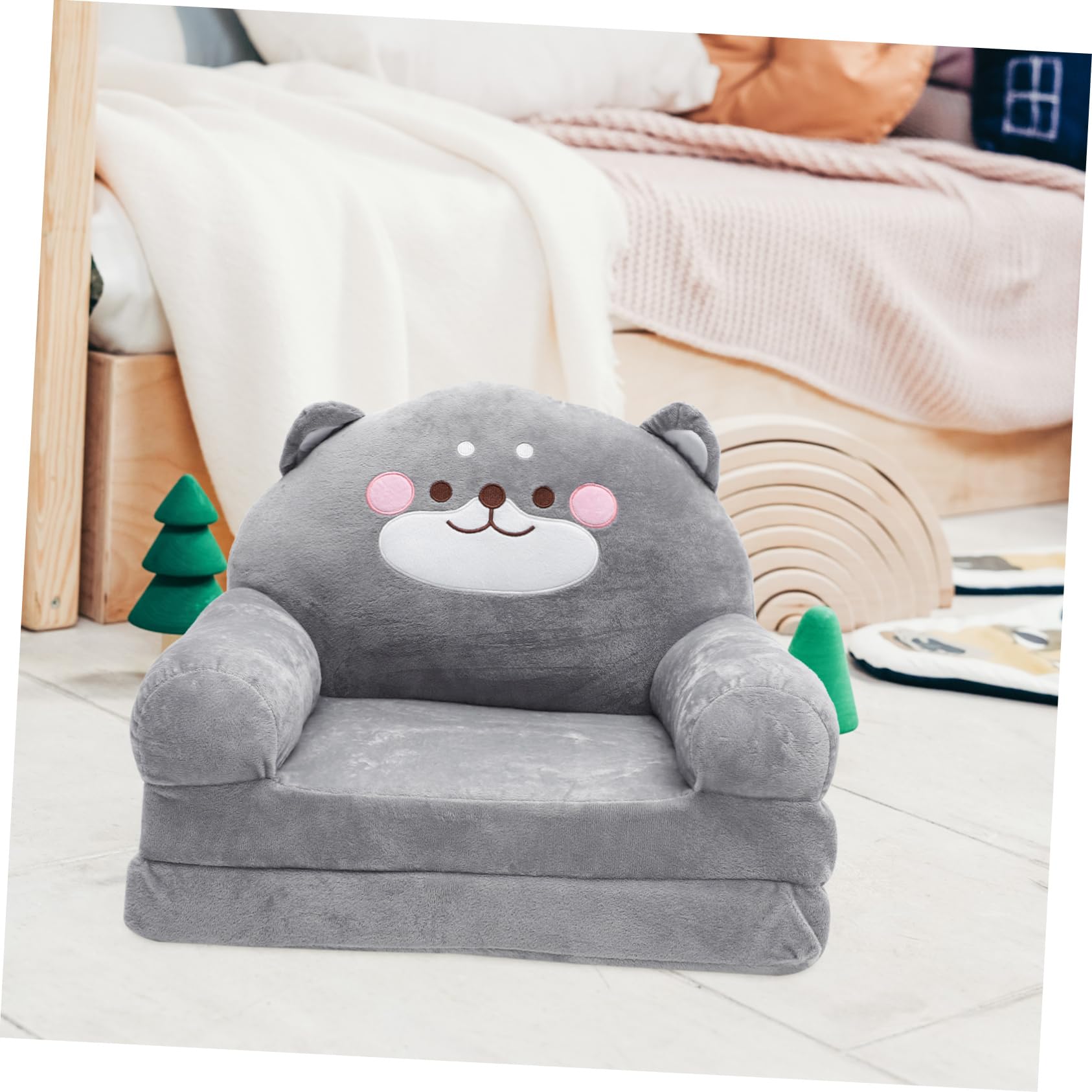 IWOWHERO Elephant Shape Folding Sofa Cute Plush Chair for Bedroom Nursery Playroom Safe Design Boys Selection