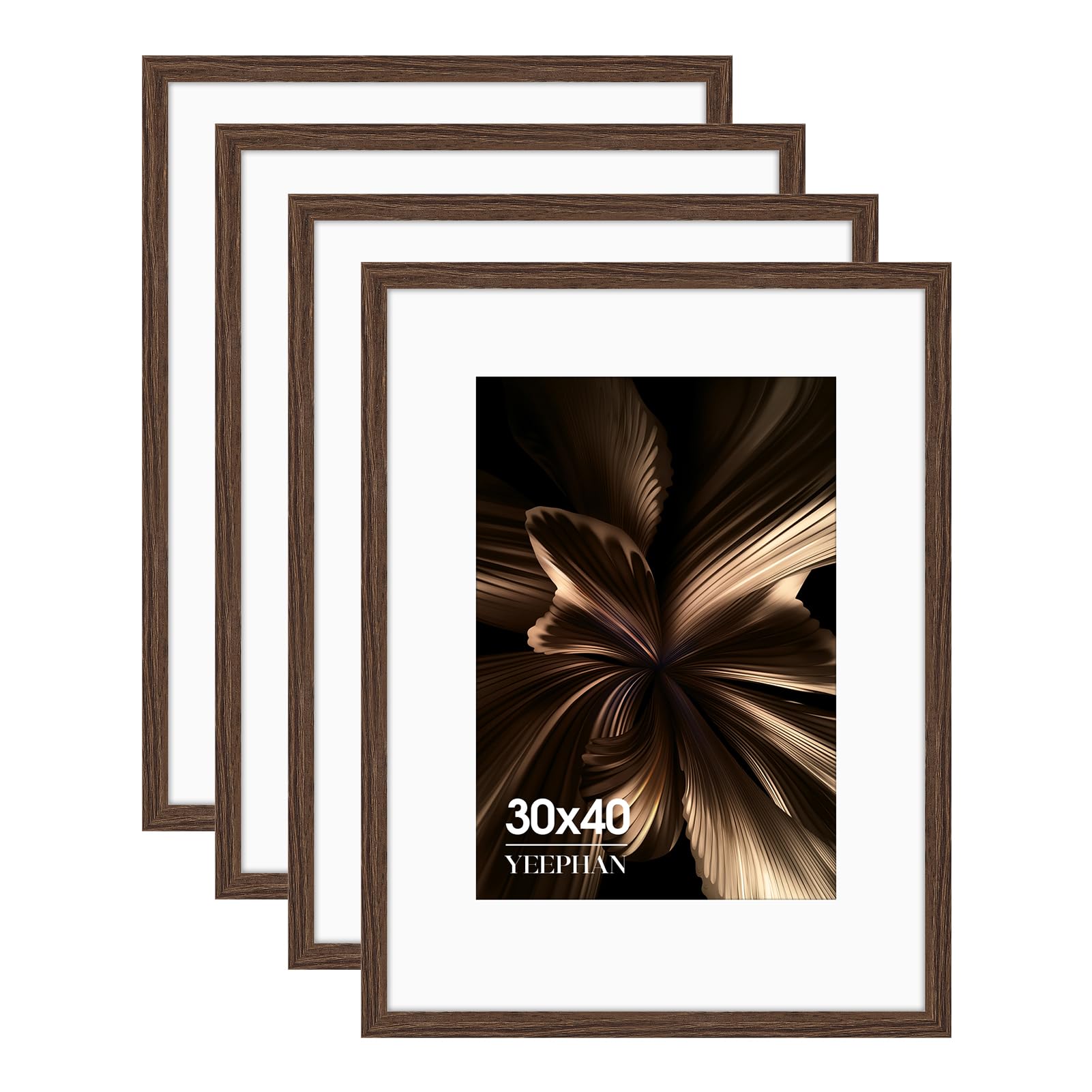 30x40 Picture Frame - 30x40 Frames with Mount for A4 Prints, Brown