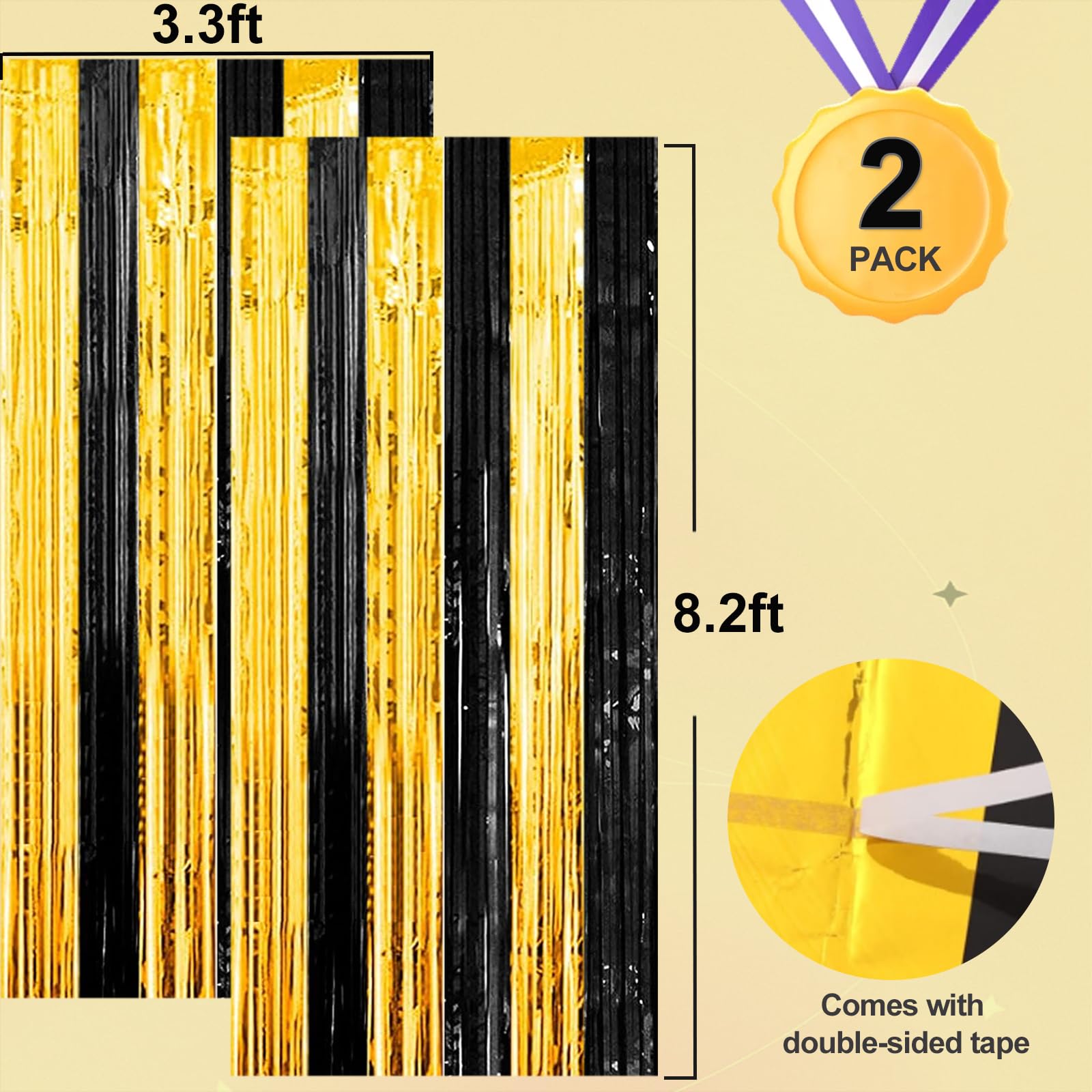 Lericttor 2Pcs 3.2ft x 8.2ft Foil Curtain Decoration - Image 3