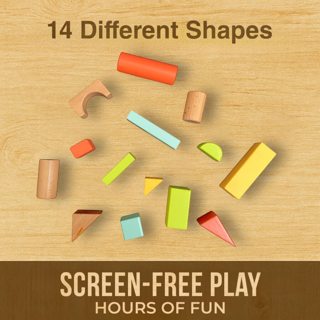 Natural Wood Building Blocks Set, 72 Pastel Color Pieces Castle Construction Blocks with Storage Tray, Educational STEM Learning Toys for Kids, Creative, Screen-Free, Architectural Play System