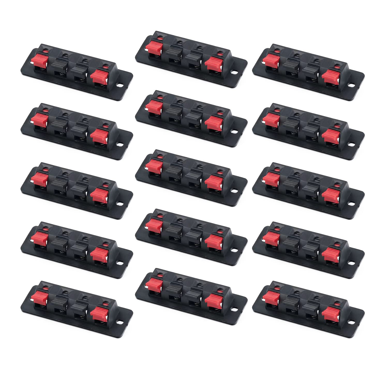 RANIT 15Pcs Stereo Speaker Plate Terminal Strip Push Connector Block (4 Way,15 Pcs)