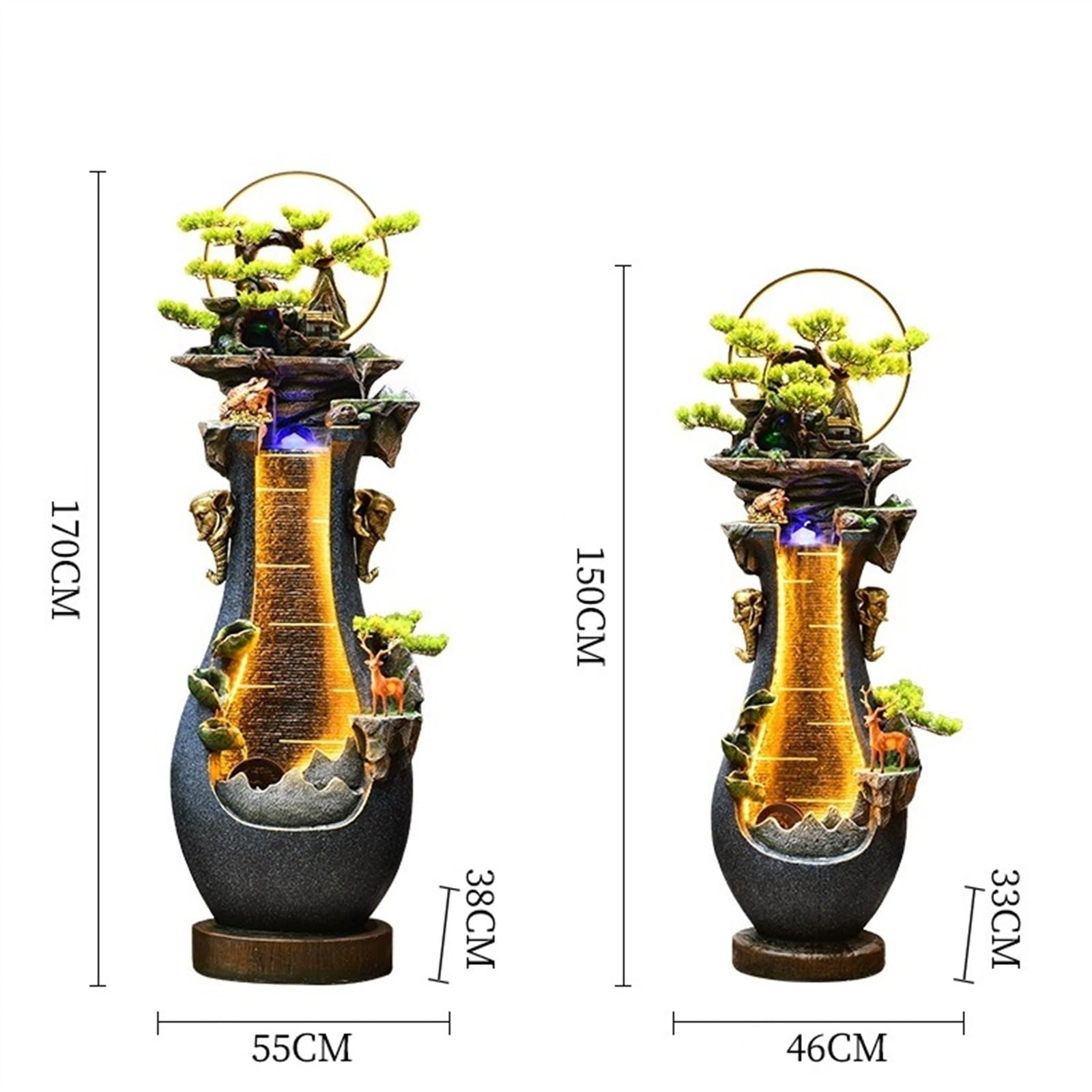 Jingzai202405 Indoor Floor Fountain Water Decoration Cycle Floor Decoration, Rockery Fountain in Living Room, Courtyard Decoration Water Fountain(S)