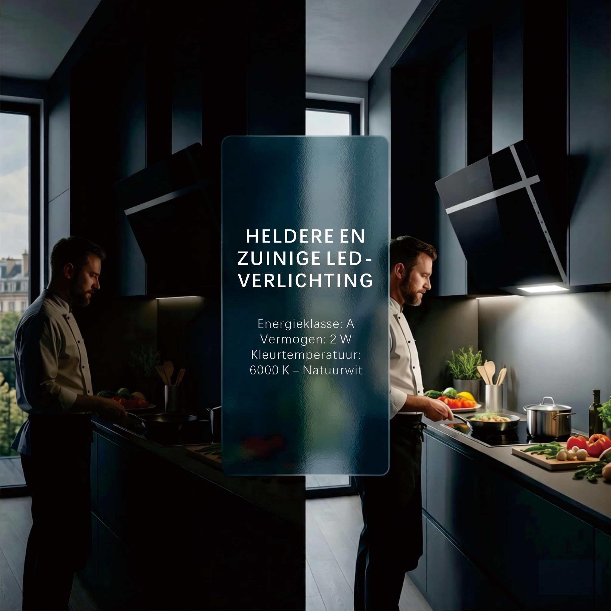 DOPURE Dunstabzugshaube 60 cm Abluft Umluft bürstenloser Motor Schwarz Glas Touchscreen LED-Beleuchtung