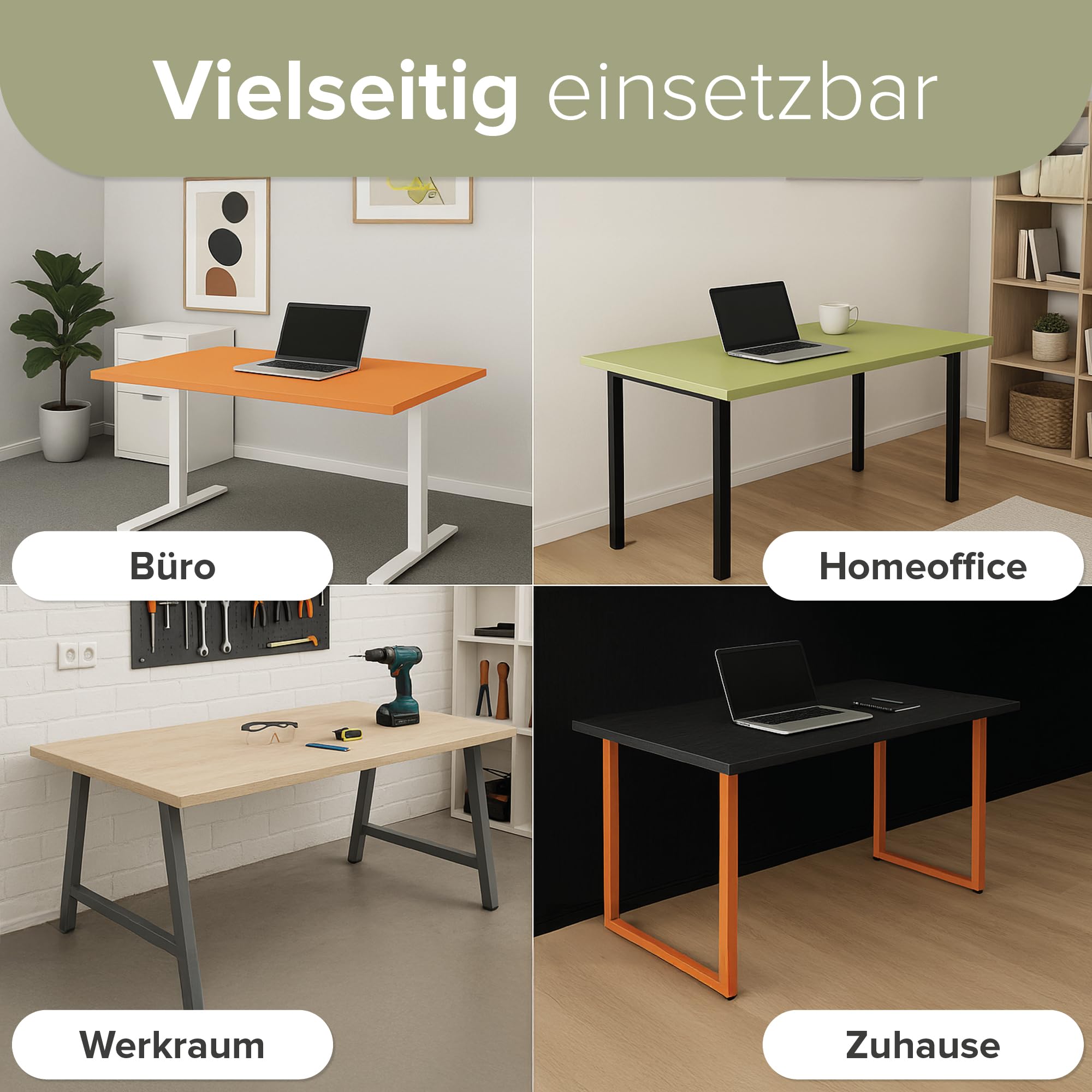 REISS Tischplatte mit Nullfugen-Technologie für Schreibtisch & Homeoffice - Made IN Germany - Robuste Schreibtischplatte - Pflegeleicht & stabil - PEFC-Zertifiziert - (200x90 cm) - (Avocado)