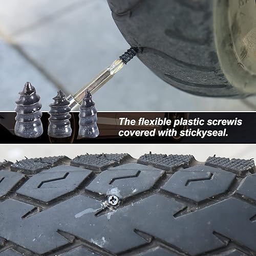 Miniatura 5 de Kit de reparación de neumáticos, clavo de reparación de neumáticos, tapón de tornillo de neumático, 22 piezas de clavos de goma para reparación de
