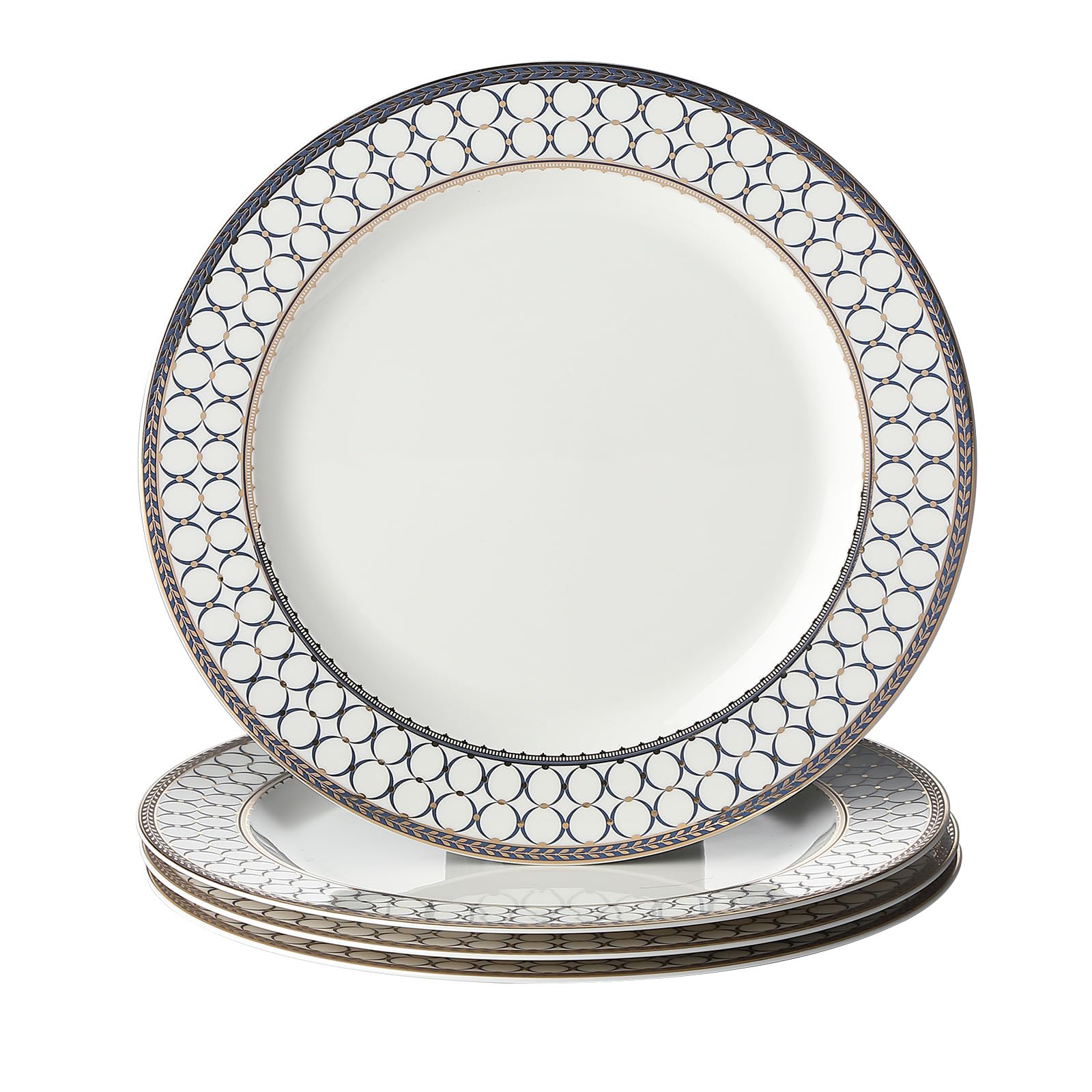 CwlwGO-Bone China Dinner Plates Set of 4,Salad Serving Modern Round Plate.Dinnerware dishset for Kitchen,Not suitable for microwave.(10 Inch)…