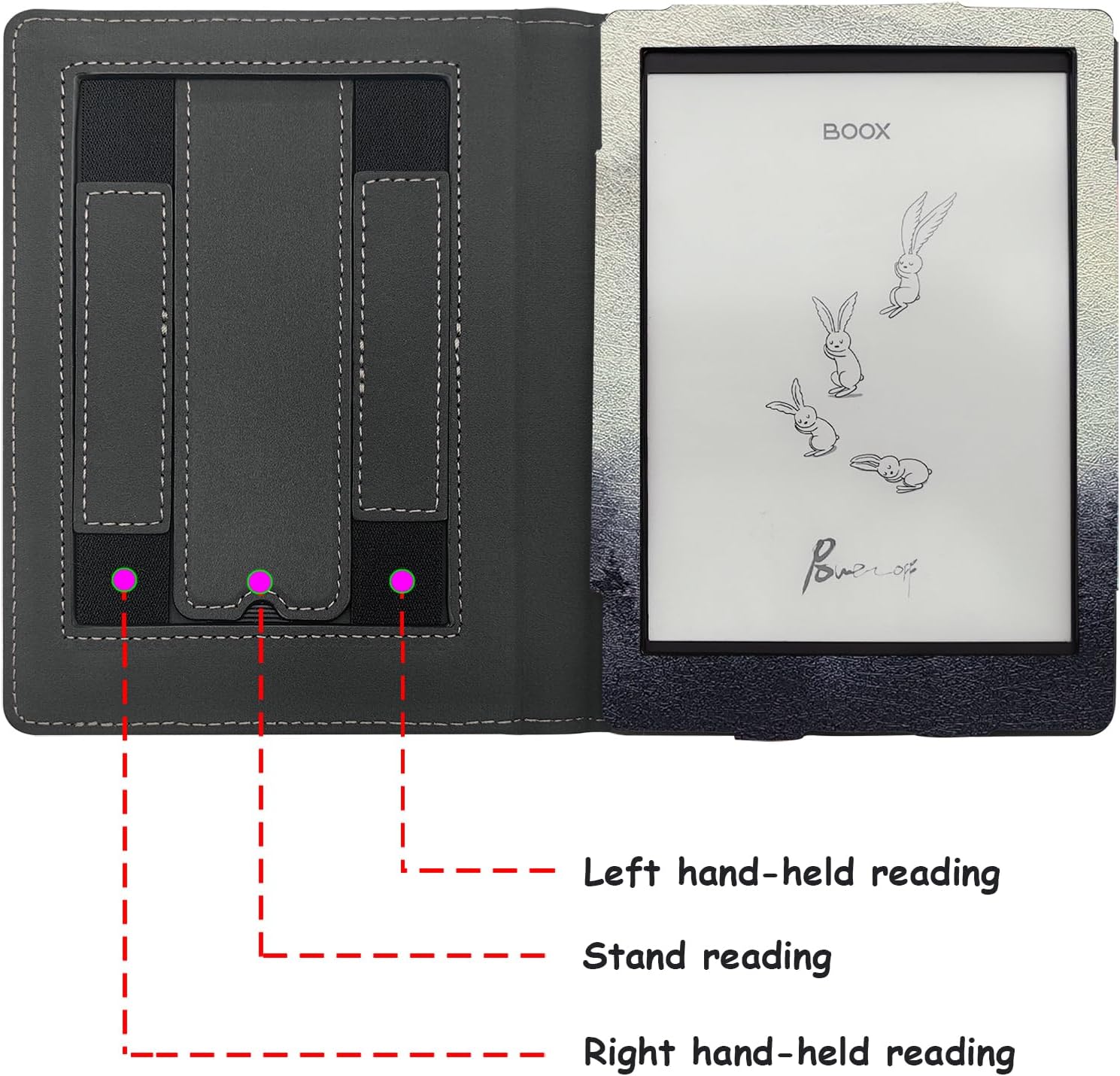 Stand Case for Onyx Boox Go 6, Poke 5/5s,Poke 6/6s Premium PU Leather Cover Fits Go Series 6 Inch B/W eReader with Auto Sleep/Wake/Double Hand Strap/Magnetic Closure (Misty Forest)
