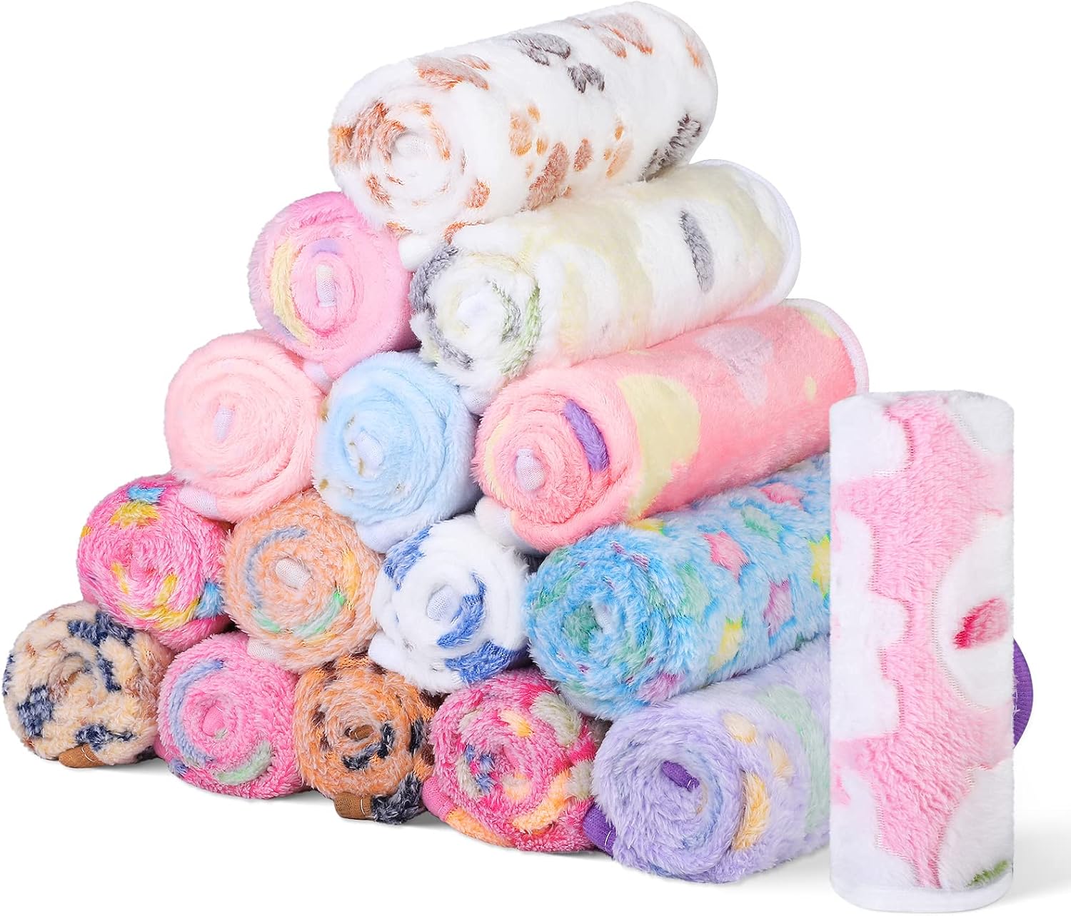 Pedgot 16 Pieces Dog Blanket Warm Flannel Pet Blanket Puppy Kitten Small Animals Blankets Washable Dog Blankets for Dog,Cat, 24 x 16 Inch