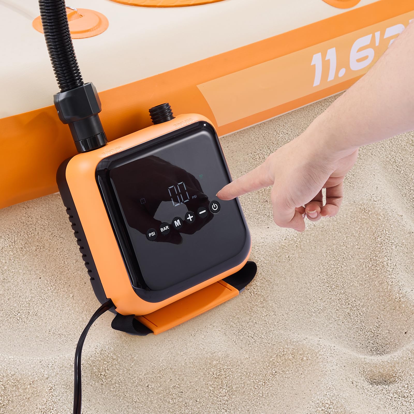 VEVOR Pompe à Air pour Paddle Haute Pression 40 psi, Gonfleur pour Sup avec Connecteur Allume-Cigare et Arrêt Automatique, Gonflage et Dégonflage à Deux Étages, pour Bateau Gonflable Kayak Matelas