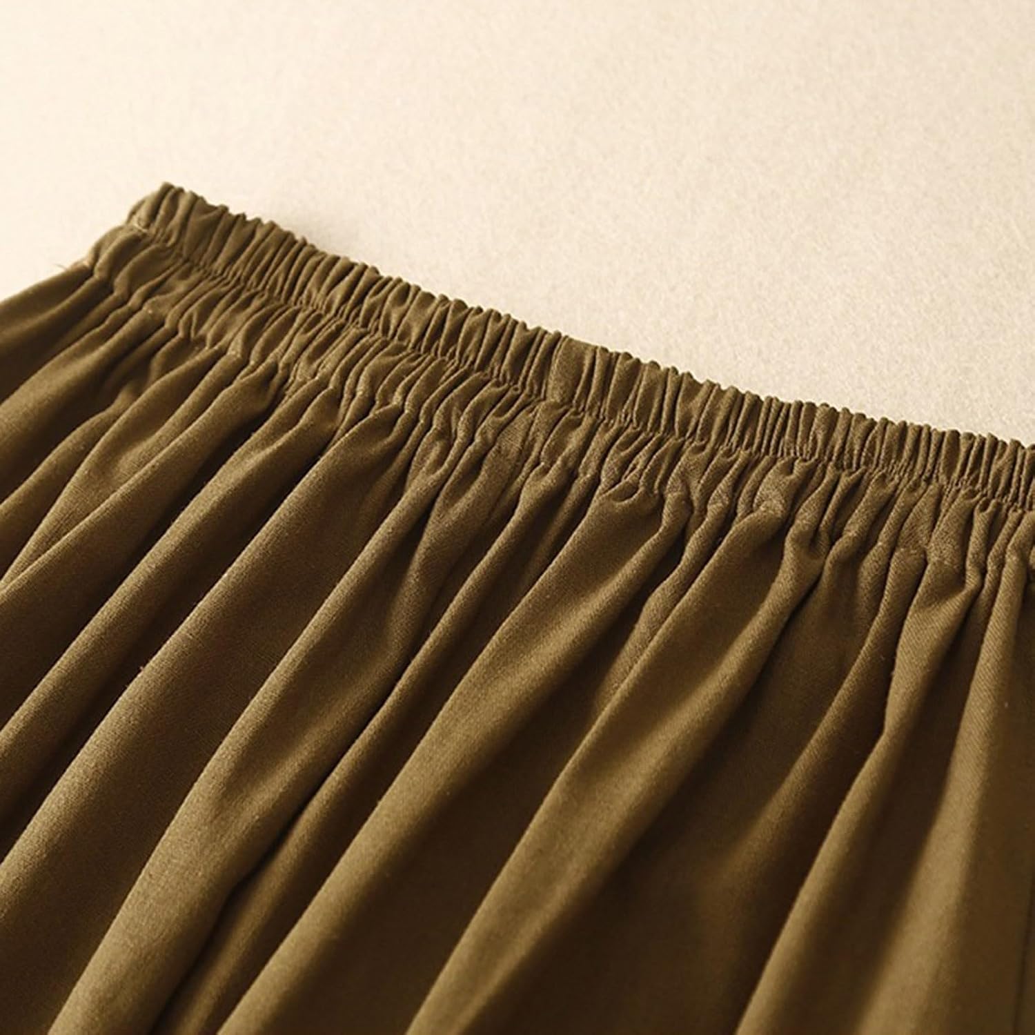 Womens Casual Cotton Linen A Line Skirts High Waist Flowy Business Casual Swing Pleated Long Skirt with Pockets