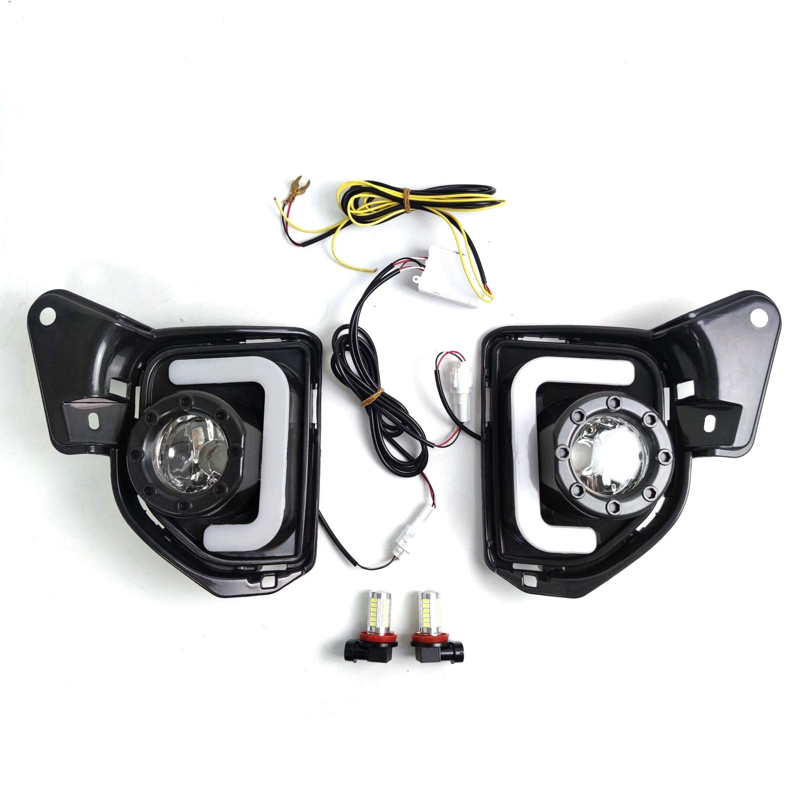 Malloy 2 Pezzi LED 12V ABS Fendinebbia DRL Luce di Marcia Diurna per 2014 2015 2016 2017 2018 con Indicatore di Direzione