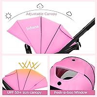 Vista 6 de INFANS Cochecito infantil 2 en 1, cochecito de bebé horizontal y cochecito de cuna reversible, cochecito plegable con toldo ajustable, cesta