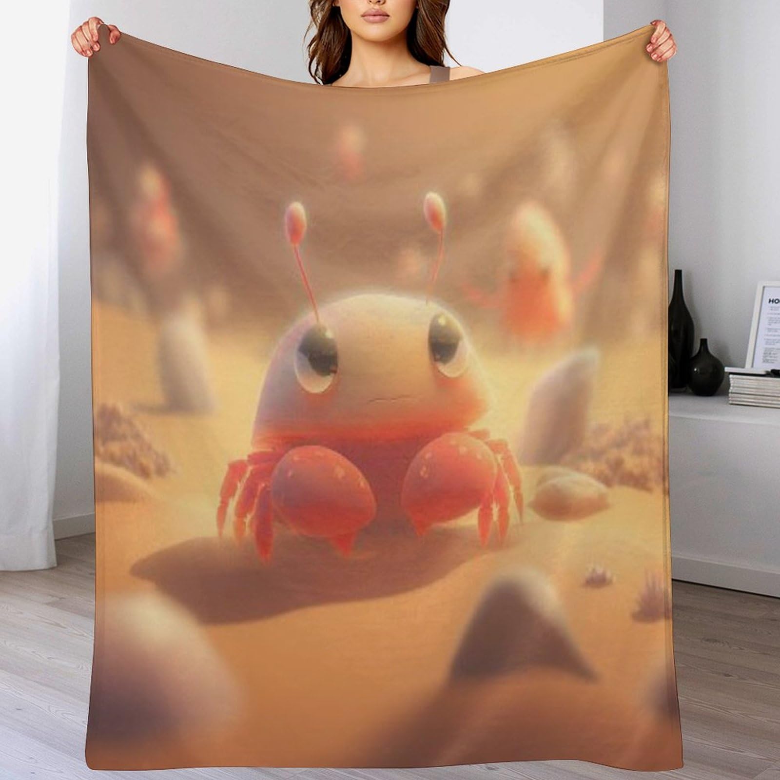 Manta de franela de cangrejo para aliviar el frio en el sofa de casa
