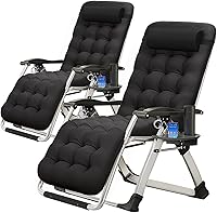 Vista 8 de MOPHOTO Silla de Gravedad Cero, Silla de Salón Acolchada para Exterior con Mesa Lateral, Silla Reclinable de Gravedad Cero, Silla Reclinable
