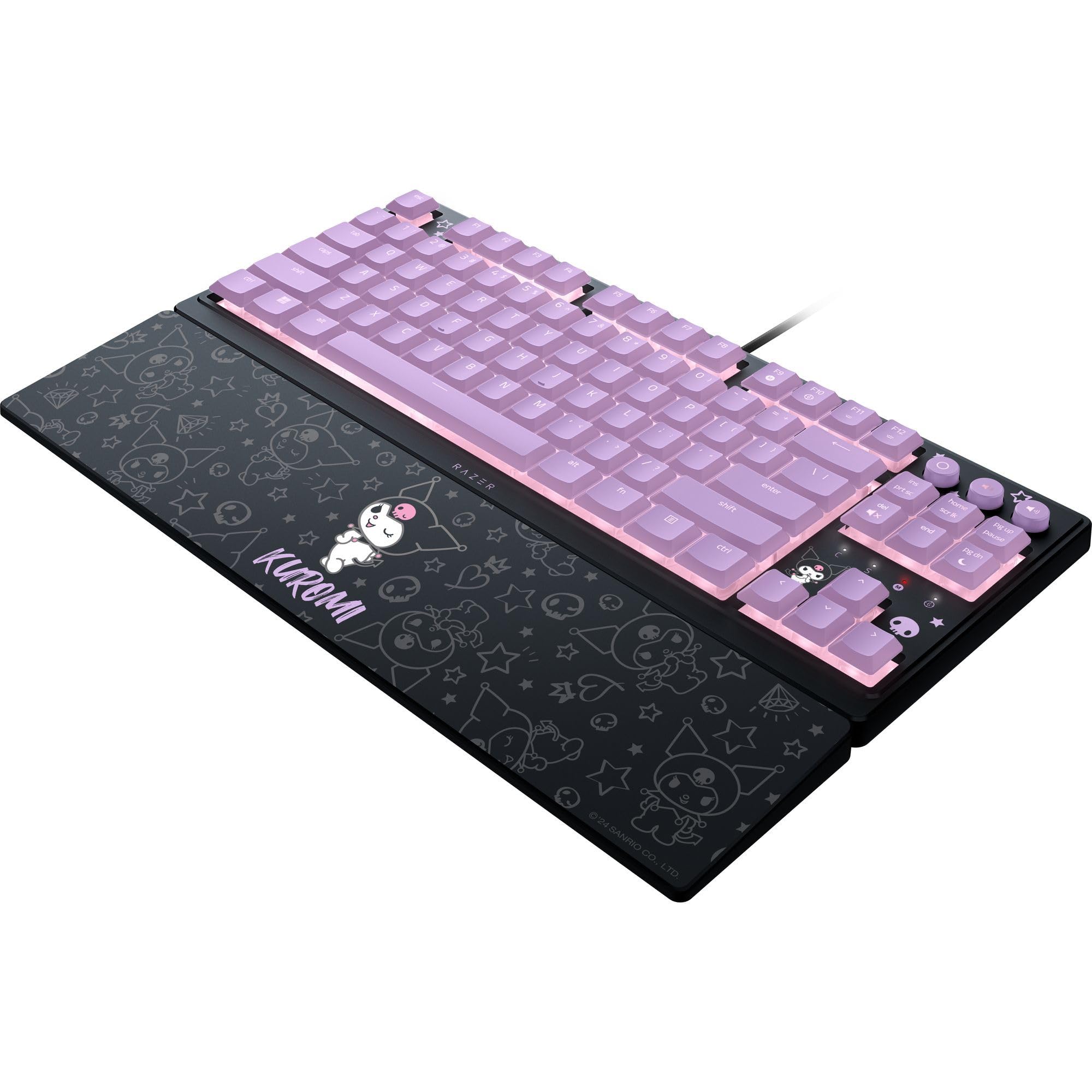 Razer Ornata V3 TKL: tasti discreti, interruttori a membrana meccanica, tasti rivestiti con UV, tasti multimediali retroilluminati, illuminazione RGB a 8 zone, poggiapolsi