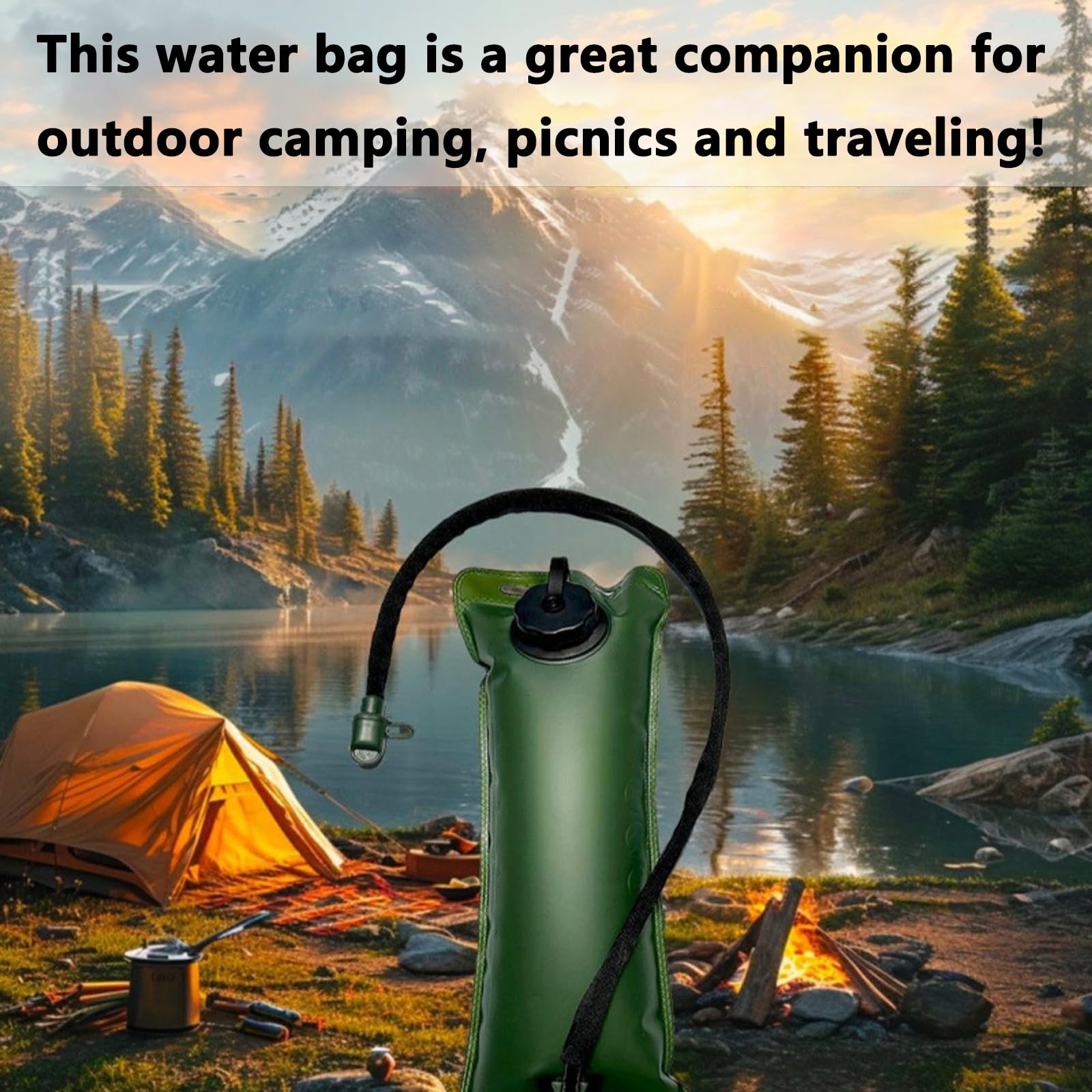 2L Bolsa de Agua Portátil, sin BPA, antibacteriana, con Doble Cierre de Agua y Manguera de hidratación Resistente, Mochila, Senderismo, Actividades al Aire Libre y Deportes