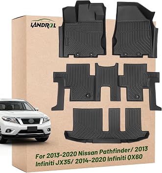 Car Floor Mats Replacement for 2014-2022 Infiniti QX60/ 2013 Infiniti JX35/ 2013-2020 Pathfinder 7 Passenger Custom Fit Carpets All Weather Liners Accessories for Dad