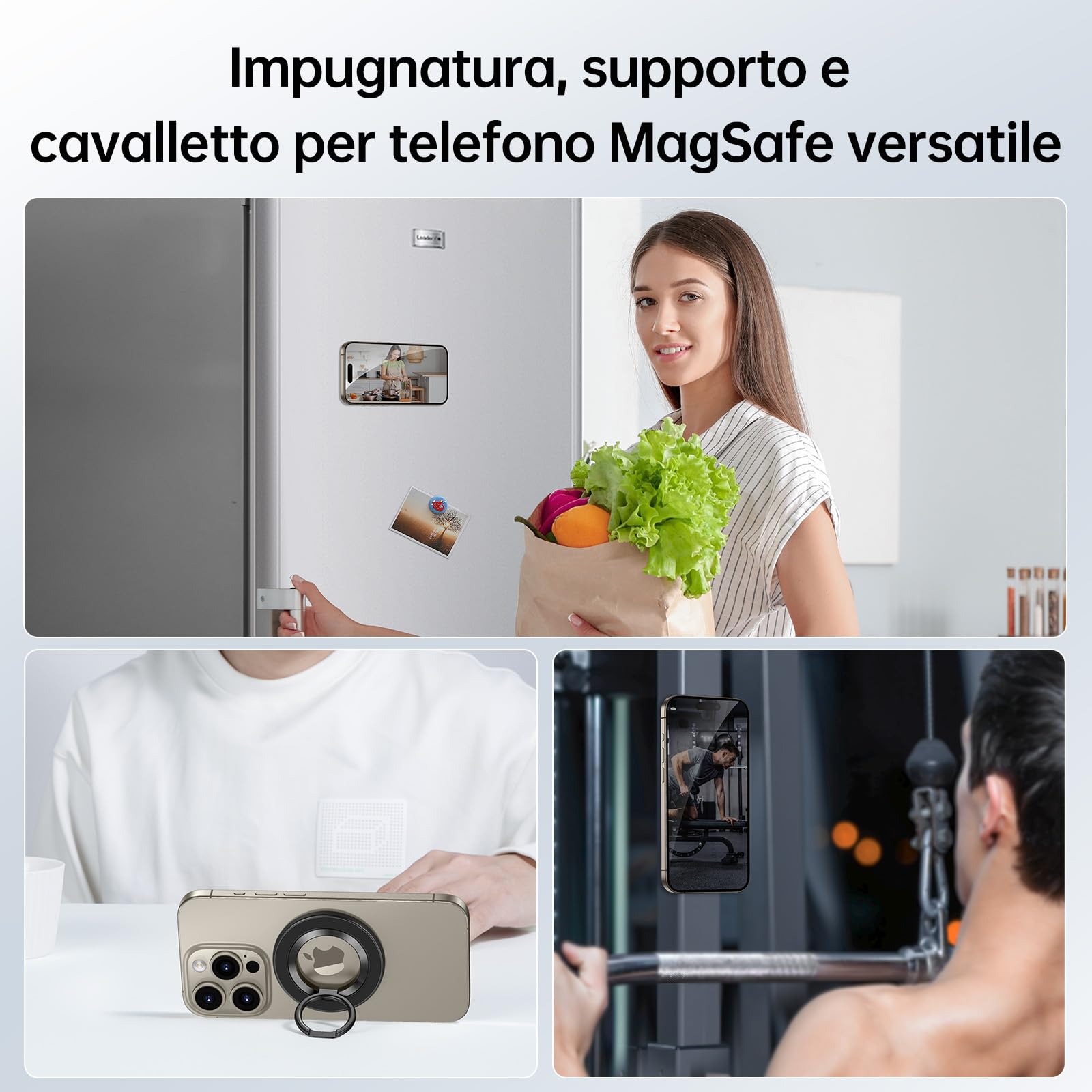 SYNCWIRE Supporto ad Anello Magnetico per Cellulare per MagSafe, Anello per Impugnatura per Supporto per Dito con Magnetico su Due Lati Compatibile con iPhone 17 Pro Max 16 15 14 13 12, Android, etc.